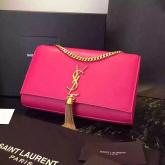 Designer YSL Saint Laurent Classic Monogram Tassel Satchel In Pink Leather CY01105