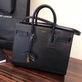 YSL Yves Saint Laurent Classic Sac De Jour Bag In Black Leather With Suede CY01141