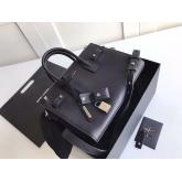 YSL Saint Laurent Baby Sac De Jour Souple Duffle Bag In Grained Leather Black CY01162