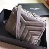 Replica YSL 454317 Classic Small Loulou Monogram Saint Laurent Bowling Bag In Grey "Y" Matelasse Leather CY01179