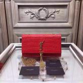 Designer YSL Saint Laurent Classic Monogram Saint Laurent Tassel Clutch In Red Crocodile Embossed Leather CY01212