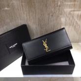 Designer YSL Saint Laurent Classic Monogram Saint Laurent Clutch In Black Grain De Poudre Textured Leather CY01246