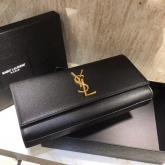 Designer YSL Saint Laurent Classic Monogram Saint Laurent Clutch In Black Grain De Poudre Textured Leather CY01246