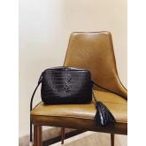 YSL Saint Laurent Lou Camera Bag In Matte Black Crocodile-embossed Leather 505730 CY01252