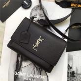 Designer YSL Saint Laurent Medium Sunset Monogram Black Leather Shoulder Bag CY01263