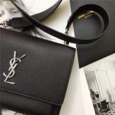 Designer YSL Saint Laurent Medium Sunset Monogram Black Leather Shoulder Bag CY01263