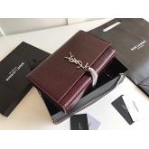 YSL Classic Medium Kate Monogram Saint Laurent Tassel Satchel In Dark Red Crocodile Embossed Shiny Leather 354119 CY01264