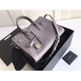 YSL Saint Laurent Baby Sac De Jour Souple Duffle Bag In Grained Leather Grey CY01288