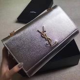 YSL Saint Laurent Classic Medium Kate Satchel In Grained De Poudre Textured Leather Pale Gold CY01307