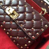 Valentino Garavani Rockstud Spike Quilted Leather Chain Bag Wine CY00046