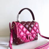 Designer Valentino Candystud Top Handle Bag Wine Fuschia CY00204