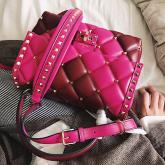 Designer Valentino Candystud Top Handle Bag Wine Fuschia CY00204