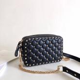 Designer Valentino Garavani Rockstud Spike Camera Bag Black CY00374