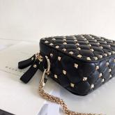 Designer Valentino Garavani Rockstud Spike Camera Bag Black CY00374