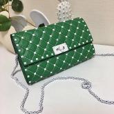 Designer Valentino Garavani Free Rockstud Spike Chain Bag Green CY00440