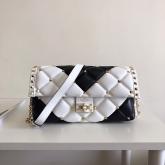 Valentino Garavani Candystud Leather Clutch Black White CY00513