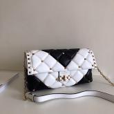 Valentino Garavani Candystud Leather Clutch Black White CY00513