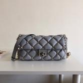 Valentino Garavani Candystud Leather Clutch Grey CY00539