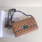 Valentino Garavani Rockstud Spike Iridescent Chain Bag Beige CY00644