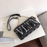 Valentino Garavani Candystud Leather Clutch With VLTN Black Replica CY00651