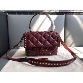 Designer Valentino Candystud Top Handle Bag Wine CY00981