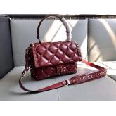 Designer Valentino Candystud Top Handle Bag Wine CY00981