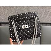 Valentino Garavani Free Rockstud Spike Quilted Leather Chain Bag Black CY01010