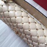 Valentino Garavani Rockstud Spike Quilted Leather Chain Bag White CY01039