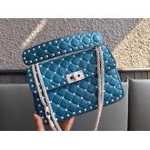 Valentino Garavani Free Rockstud Spike Quilted Leather Chain Bag Azure CY01064