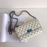 Valentino Garavani Rockstud Spike Iridescent Chain Bag White CY01097