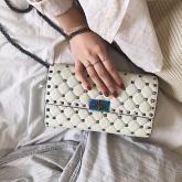 Valentino Garavani Rockstud Spike Iridescent Chain Bag White CY01097