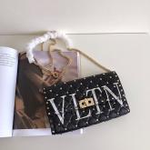 Valentino Garavani Rockstud Spike Gold Chain Bag VLTN Black Replica CY01137